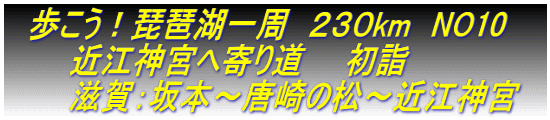 　歩こう！琵琶湖一周　２３０km　NO10　　 　　　近江神宮へ寄り道　　初詣 　　　滋賀：坂本～唐崎の松～近江神宮