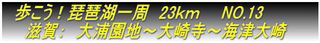 　歩こう！琵琶湖一周　23ｋｍ　　NO.13 　　滋賀：　大浦園地～大崎寺～海津大崎　　　